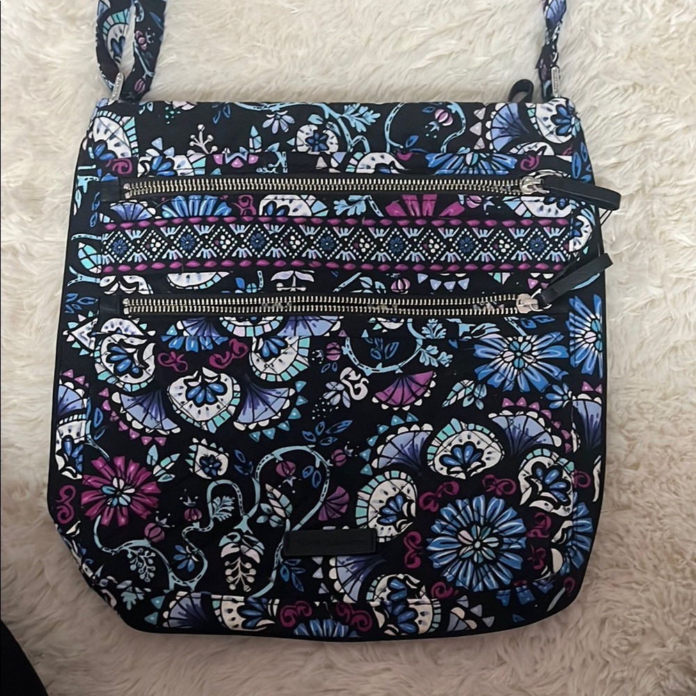 VERA BRADLEY Floral Crossbody Bag - Black and Blue